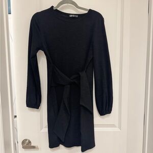 Black Long Sleeve Dress With Adjustable Tie